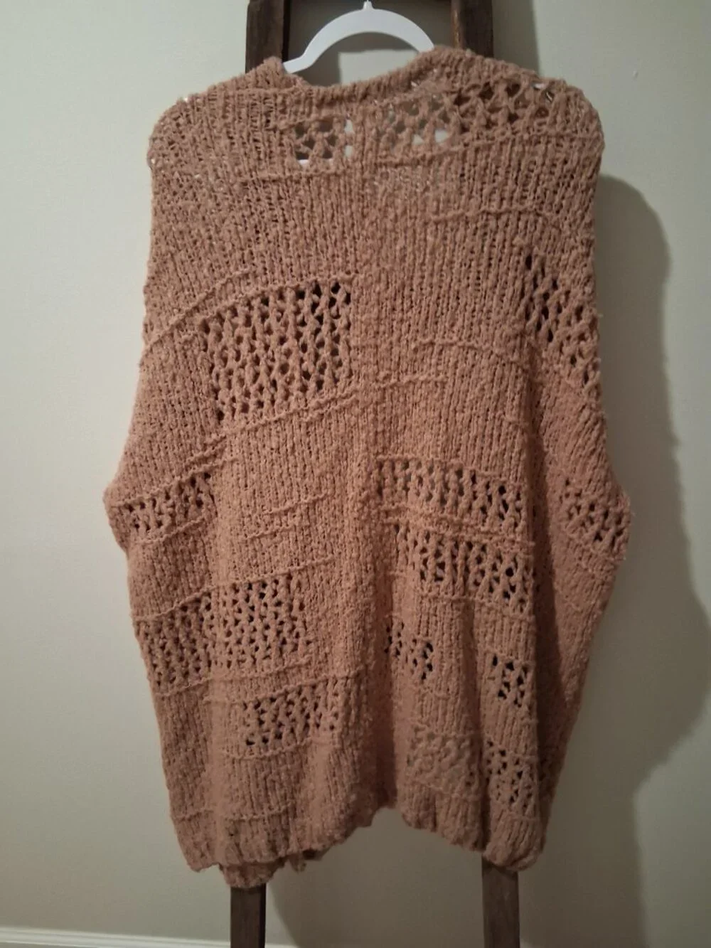 Free People Saturday Morning XS/Small Chunky Knit Boho Cardigan Dusty Rose